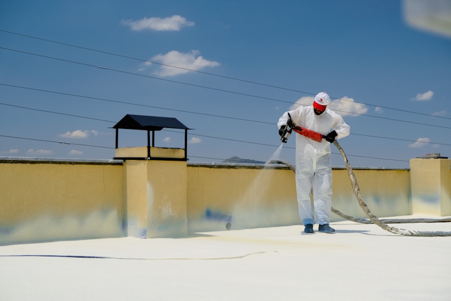 Applying waterproofing coating to a roof deck